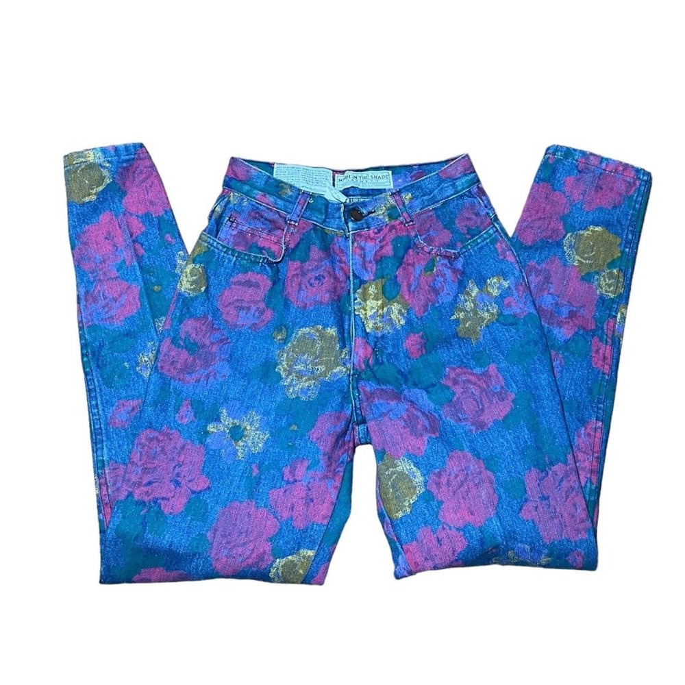 VTG High Rise Skinny Floral Print Jeans - Picture 6 of 12